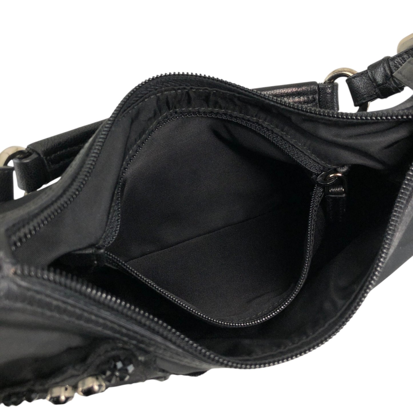 PRADA Triangle Logo Shoulder bag Black Vintage s4bkfb