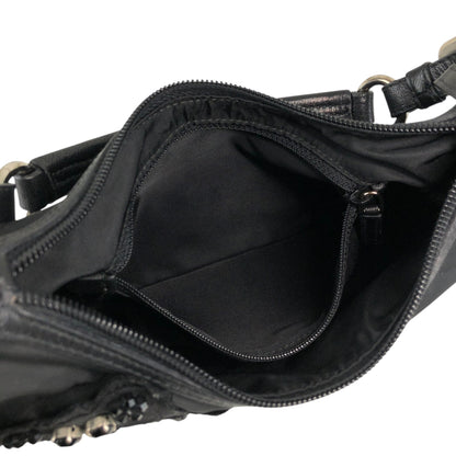 PRADA Triangle Logo Shoulder bag Black Vintage s4bkfb