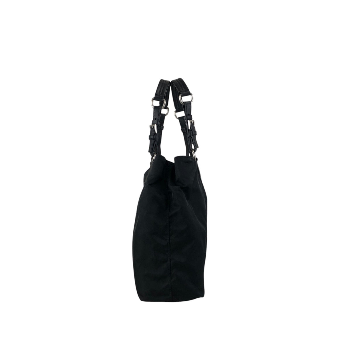 PRADA Triangle Logo Handbag Totebag Black Vintage ezvjia