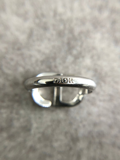 Christian Dior CD Logo Motif Rhinestone Ring Silver PETIT CD Vintage di6pz4