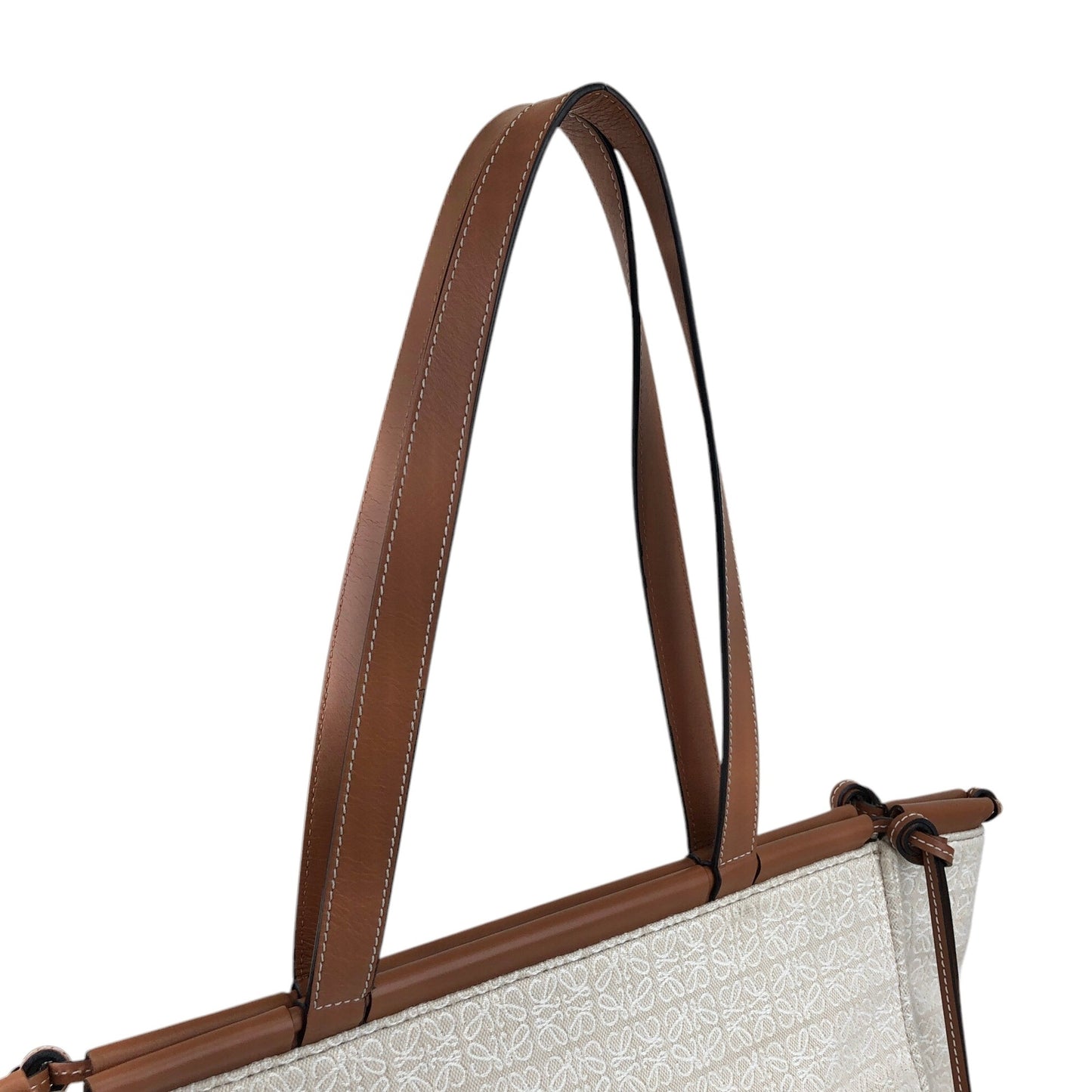 LOEWE Logo Handbag Totebag Beige×Brown Vintage 3yst46