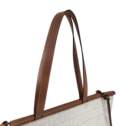 LOEWE Logo Handbag Totebag Beige×Brown Vintage 3yst46