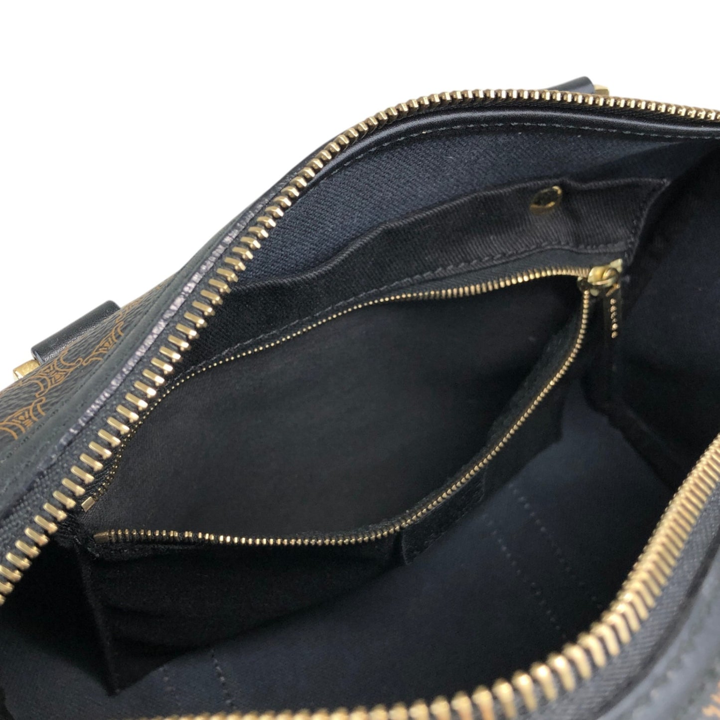 CELINE Macadam Small Boston bag Handbag Black Vintage py4p2e