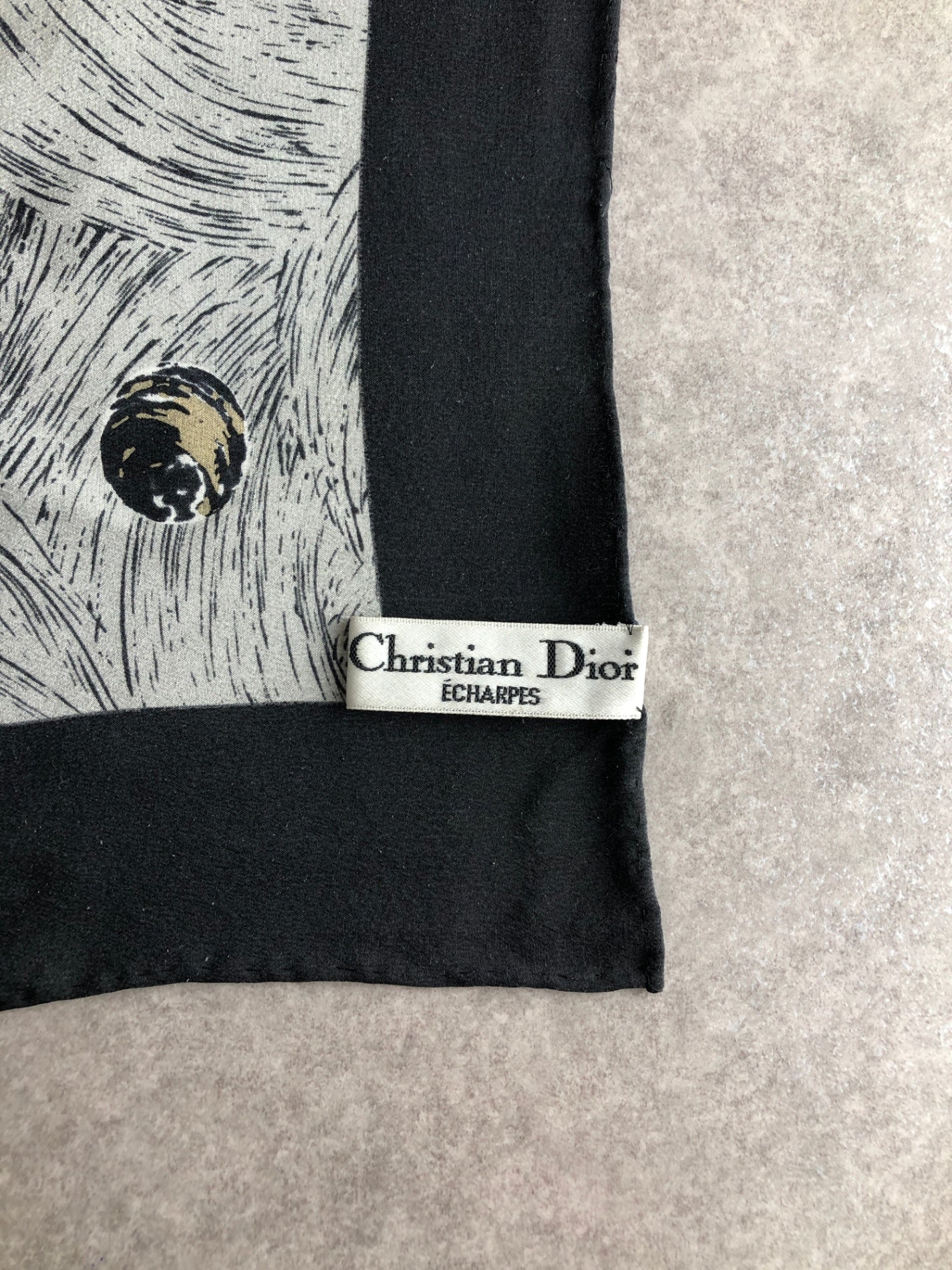 Christian Dior SILK Scarf White×Gray Vintage 47xbcu