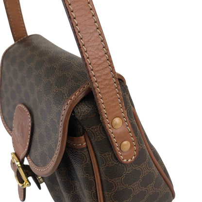 CELINE Macadam Blason Front Buckle Shoulder bag Brown Vintage baktxn