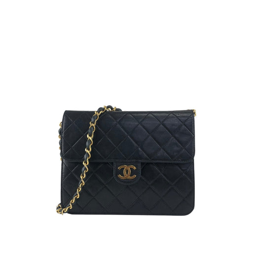 CHANEL Matelasse Coco Mark Turn Lock Chain Shoulder bag Black Vintage tjbcjh