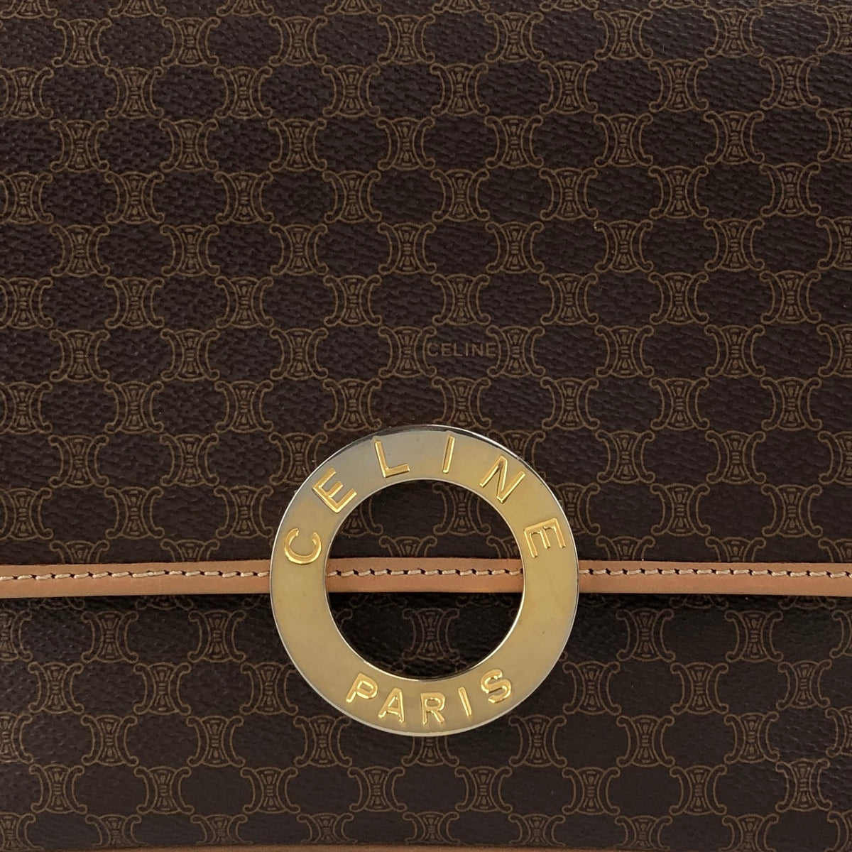 CELINE Macadam Circle Logo Shoulder bag Brown Vintage 4ks7pb