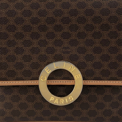 CELINE Macadam Circle Logo Shoulder bag Brown Vintage 4ks7pb