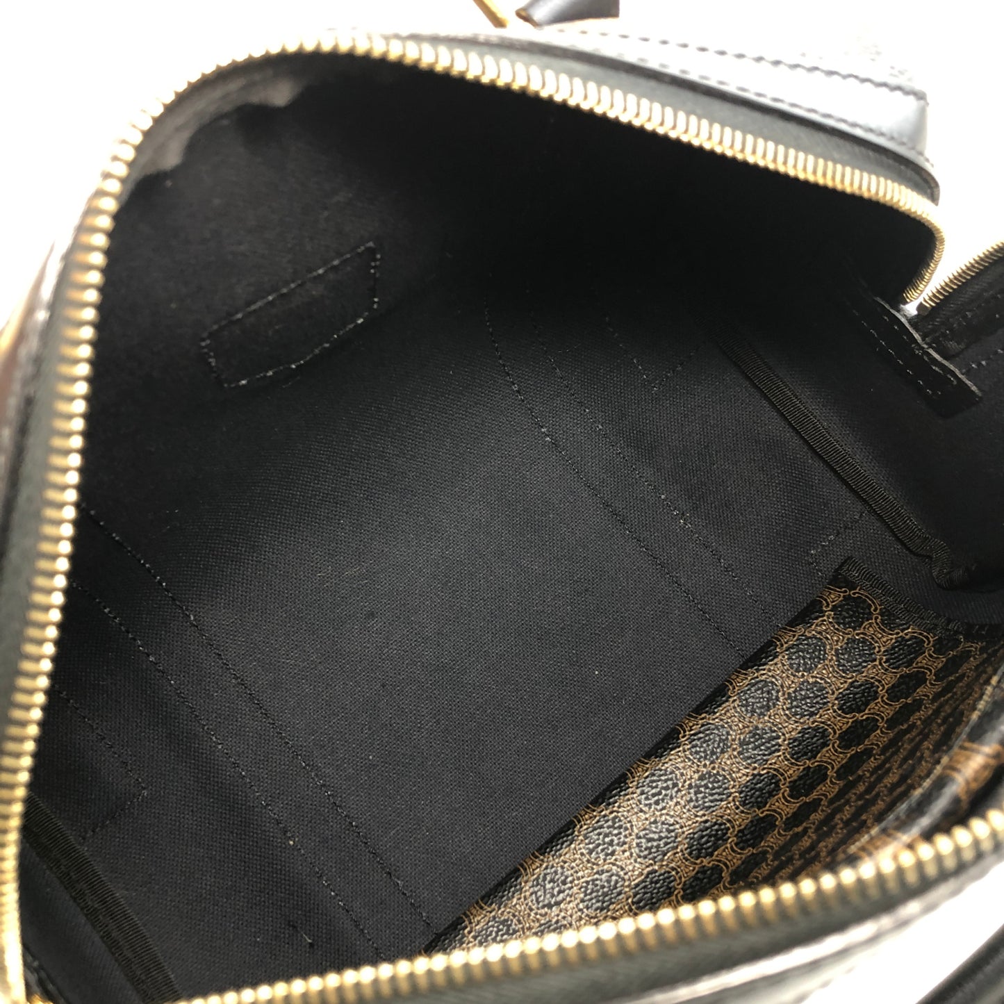 CELINE Macadam Blason Two-way Handbag Shoulder bag Black Vintage u5m7xe