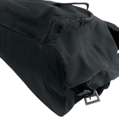 PRADA Tessuto Triangle Logo Front Buckle Backpack Black Vintage adjm4v