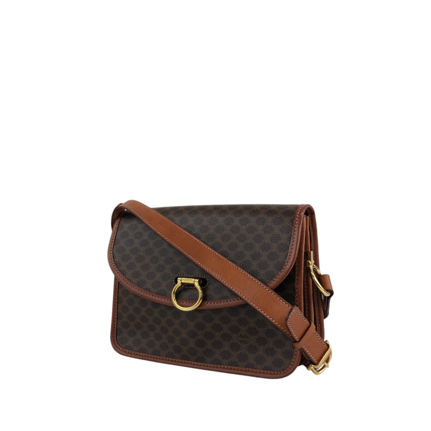 CELINE Macadam Gancini Shoulder bag Brown Vintage dkdrvy
