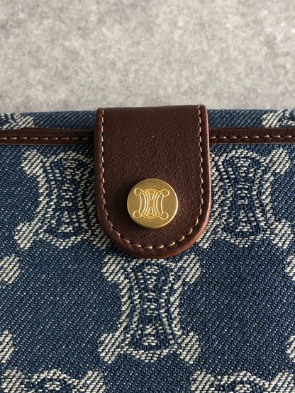 CELINE Triomphe Folded Wallet Navy Vintage vwdke2