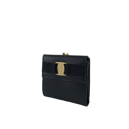 Salvatore Ferragamo Logo Trifold Wallet Black Vintage vktnxv