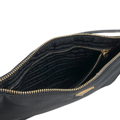 PRADA Tessuto Triangle Logo Shoulder bag Black Vintage 67ab6y