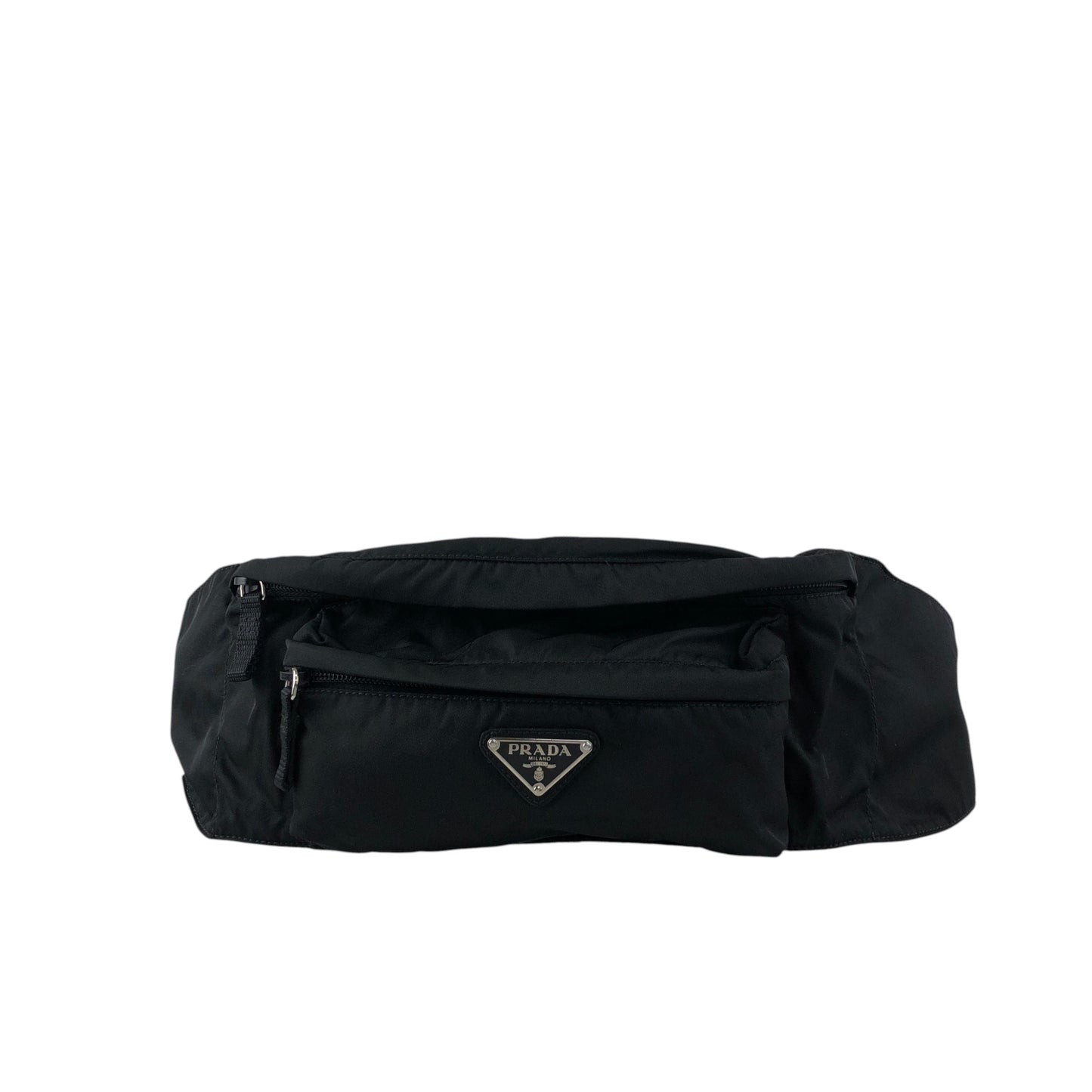 PRADA Tessuto Triangle Logo Sling bag Black Vintage hpnycc