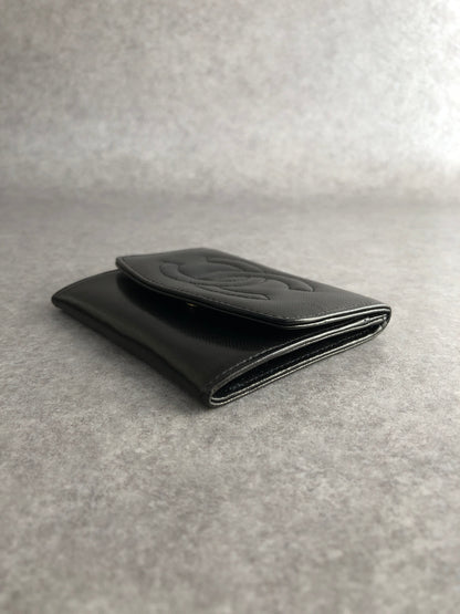 CHANEL Coco Mark Coin Purse Black Vintage 4umftb
