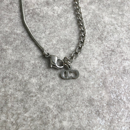 Christian Dior CD Logo Necklace Silver Vintage aurwmg