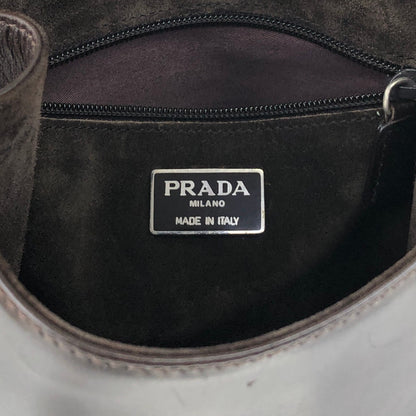 PRADA Logo Embossed Shoulder bag Brown Vintage ecb6ar
