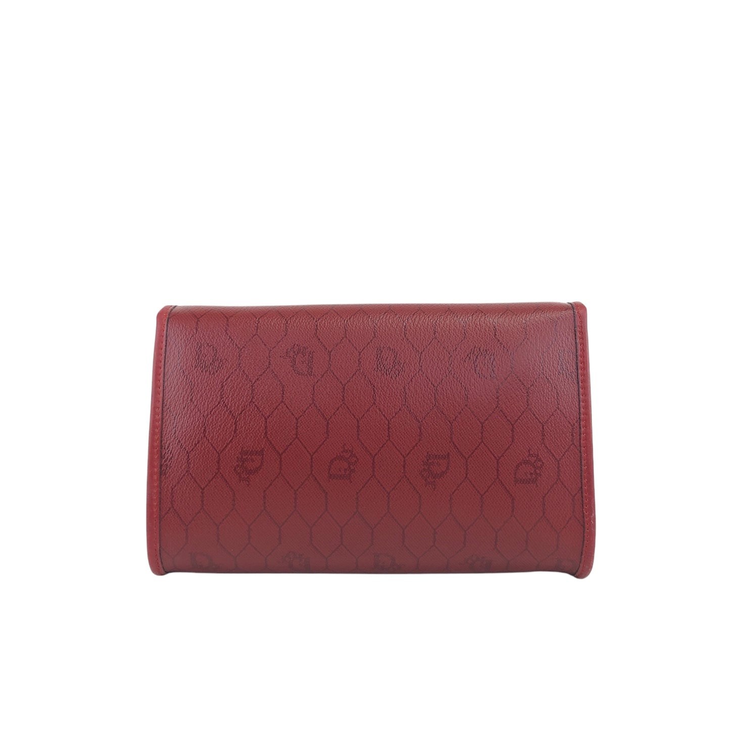 Christian Dior Honeycomb Pattern Logo Chain Shoulder bag Red Vintage u8temv