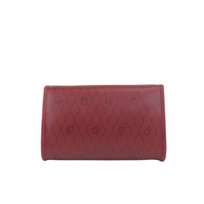 Christian Dior Honeycomb Pattern Logo Chain Shoulder bag Red Vintage u8temv