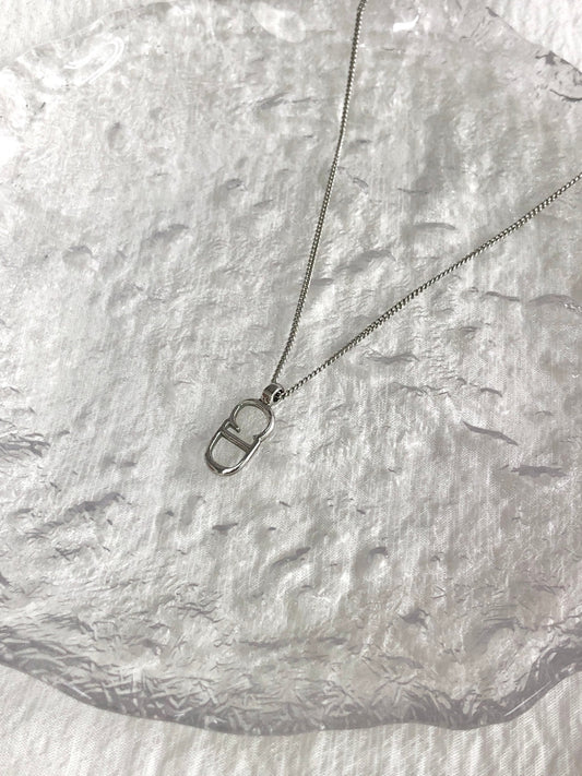 Christian Dior CD Logo Motif Necklace Silver Vintage ttgcvc