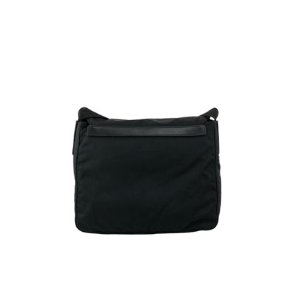 PRADA Tessuto Triangle Logo Front Buckle Shoulder bag Black Vintage fsnzjh