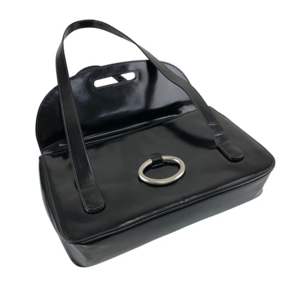 PRADA Logo Handbag Black Vintage 5yawfv