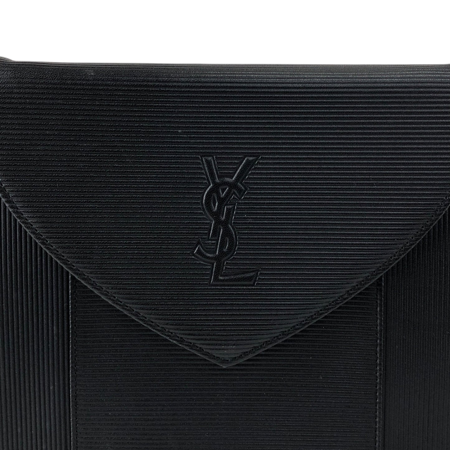Yves Saint Laurent YSL Logo Shoulder bag Black Vintage 4x4vtu