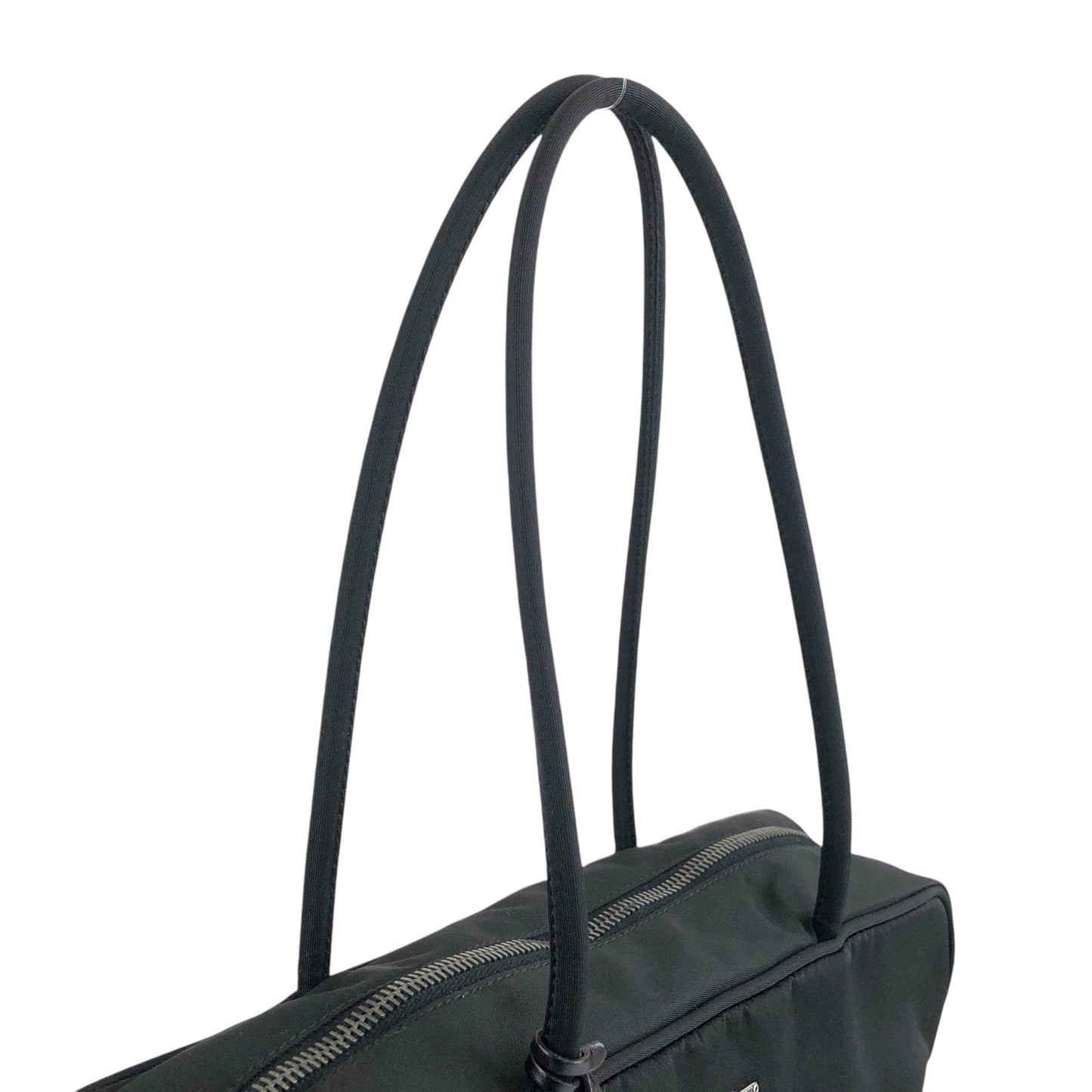 PRADA Tessuto Triangle Logo Padlock Boston bag Handbag Black Vintage 5ybv5s