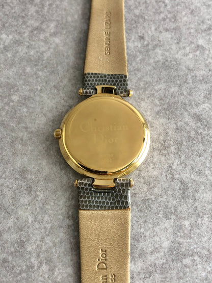 Christian Dior Quartz Watch Gold×Gray 3006 Vintage vwkm72