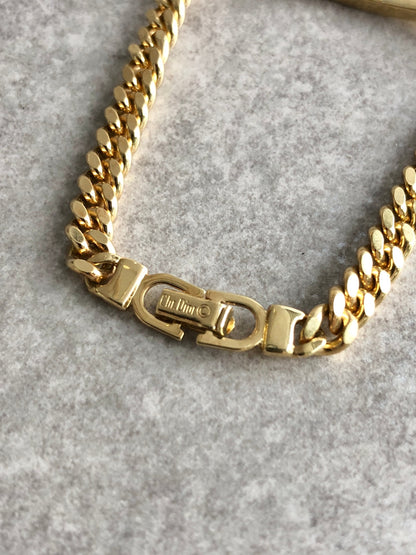 Christian Dior Logo Motif  Bracelet Gold Vintage pmj4s6