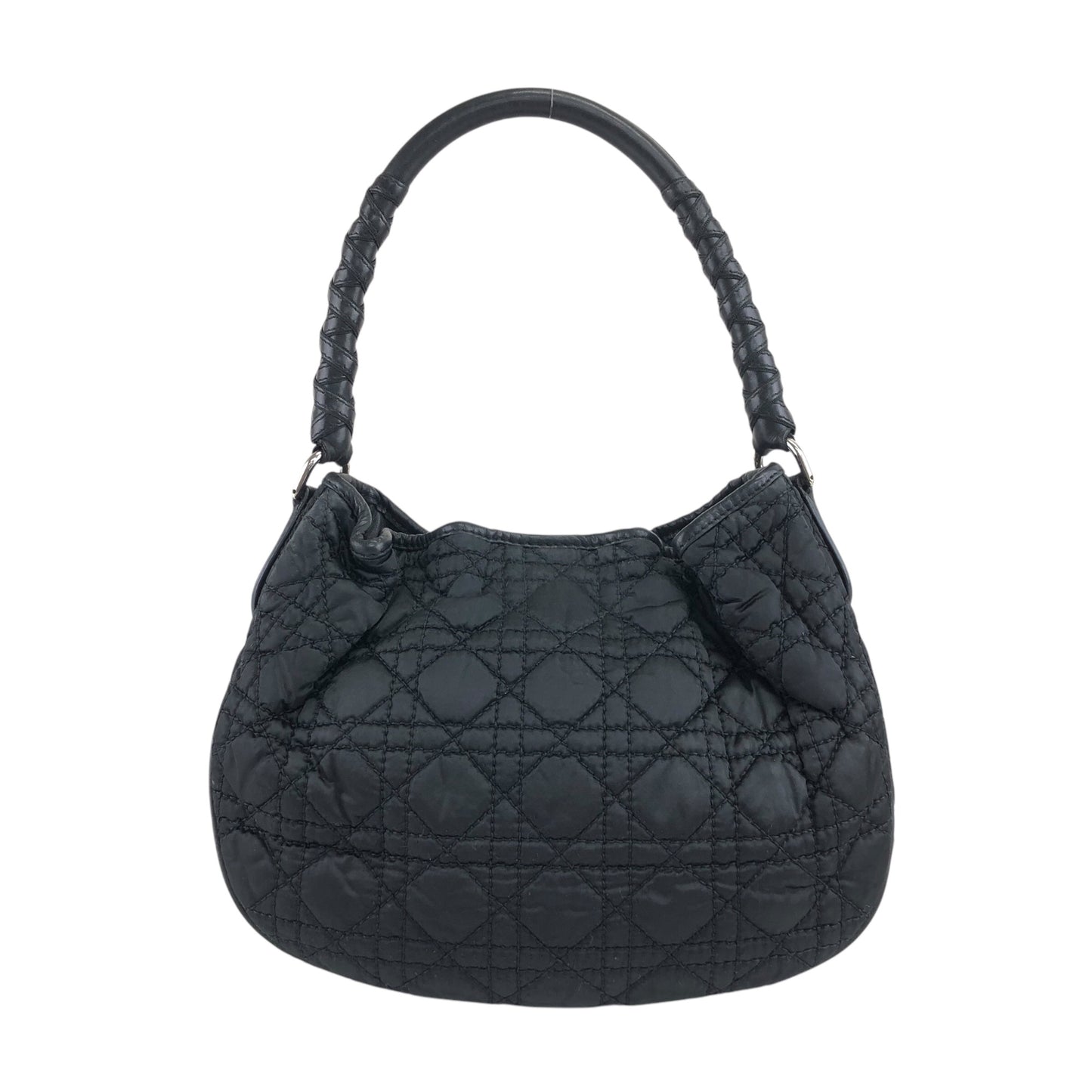 Christian Dior Cannage Logo Charm Shoulder bag Hobobag Black Vintage j5gaea
