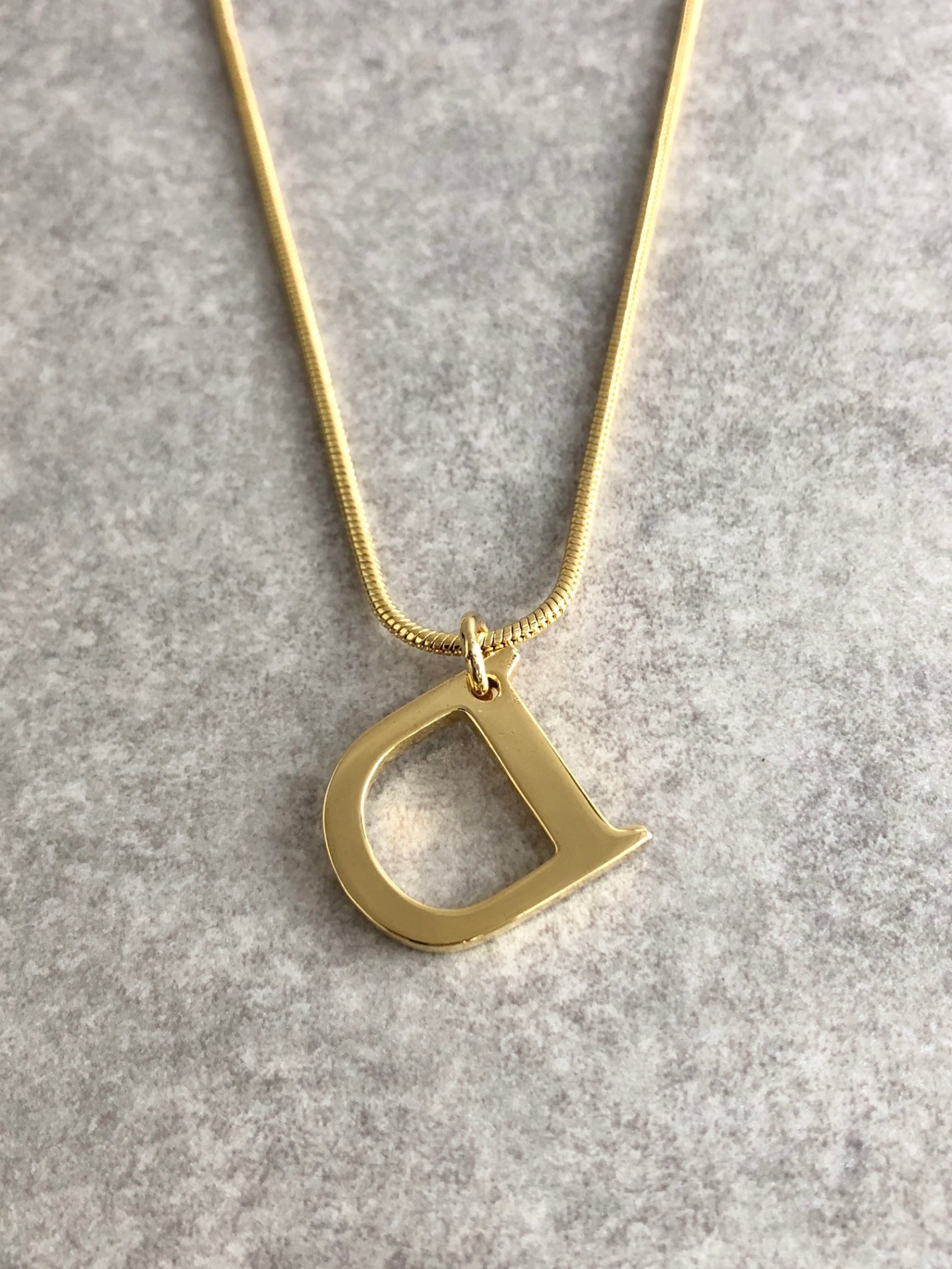 Christian Dior D Motif Necklace Gold Vintage ndfvy4
