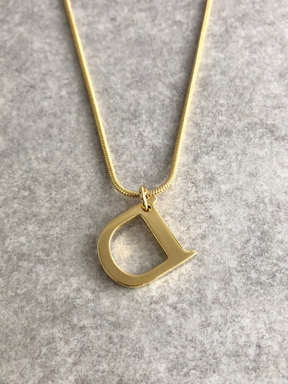 Christian Dior D Motif Necklace Gold Vintage ndfvy4