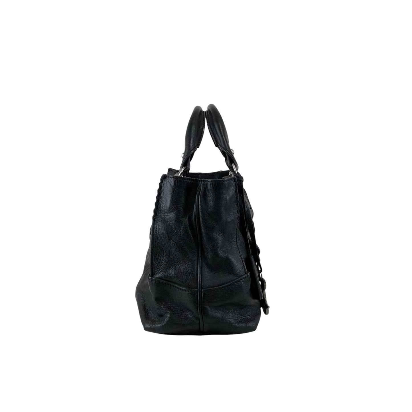 CELINE Horse Carriage Logo Handbag Black Vintage v5s4uu