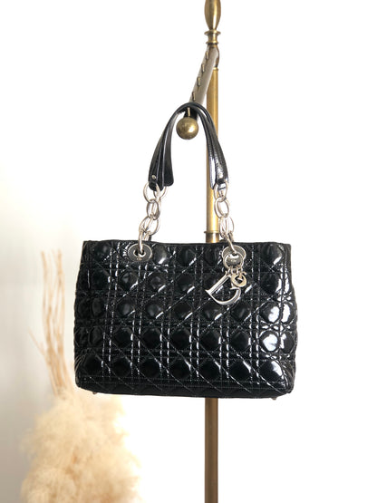 Christian Dior  Cannage Chain Handbag Black Vintage dthmxy
