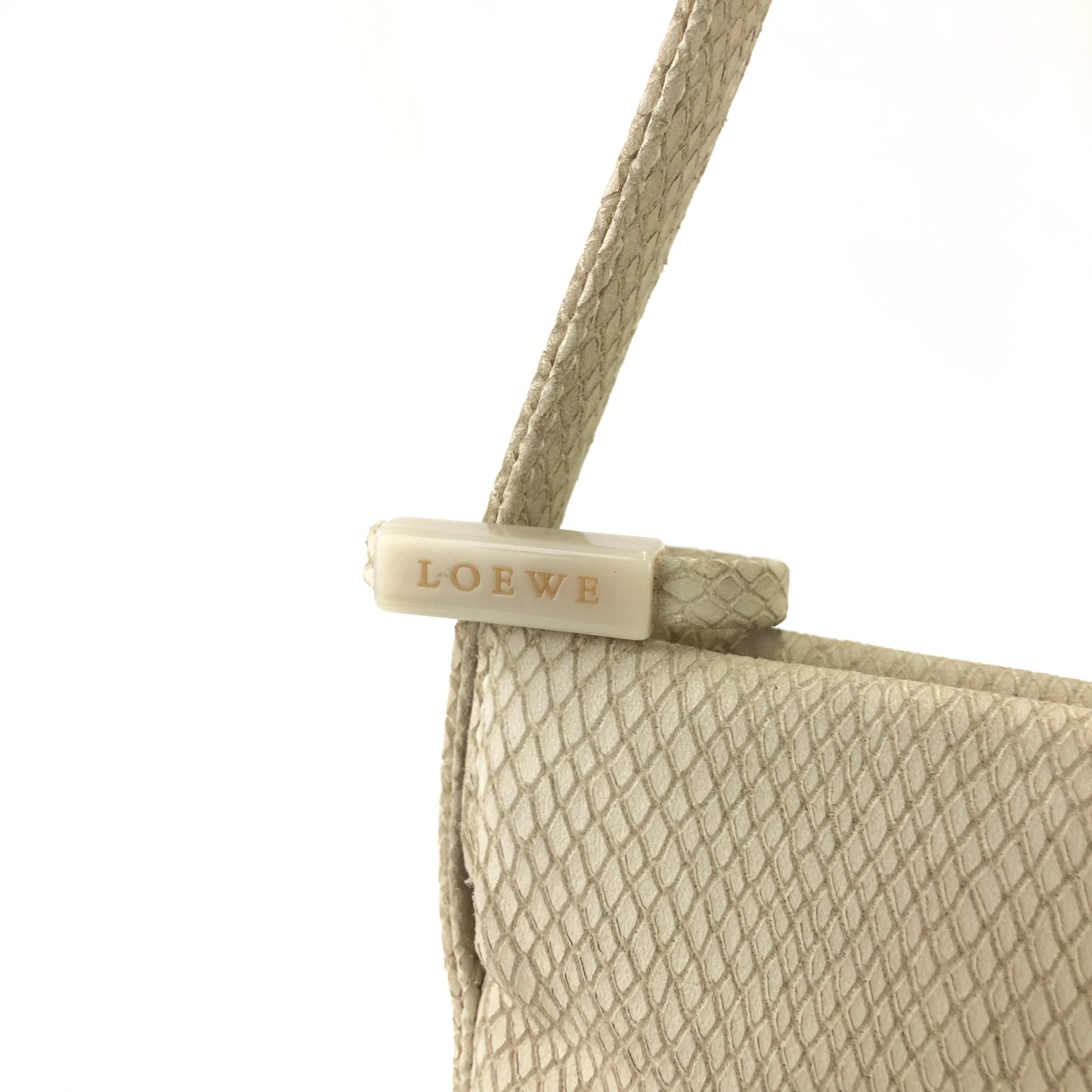 LOEWE Lizard Embossed Leather Shoulder bag Ivory Vintage htd4a3