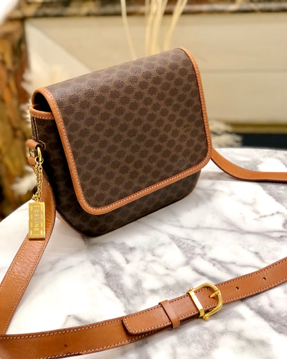 CELINE Macadam Flap Crossbody Shoulder bag Brown Vintage Old celine xpmy8c