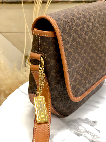 CELINE Macadam Flap Crossbody Shoulder bag Brown Vintage Old celine xpmy8c