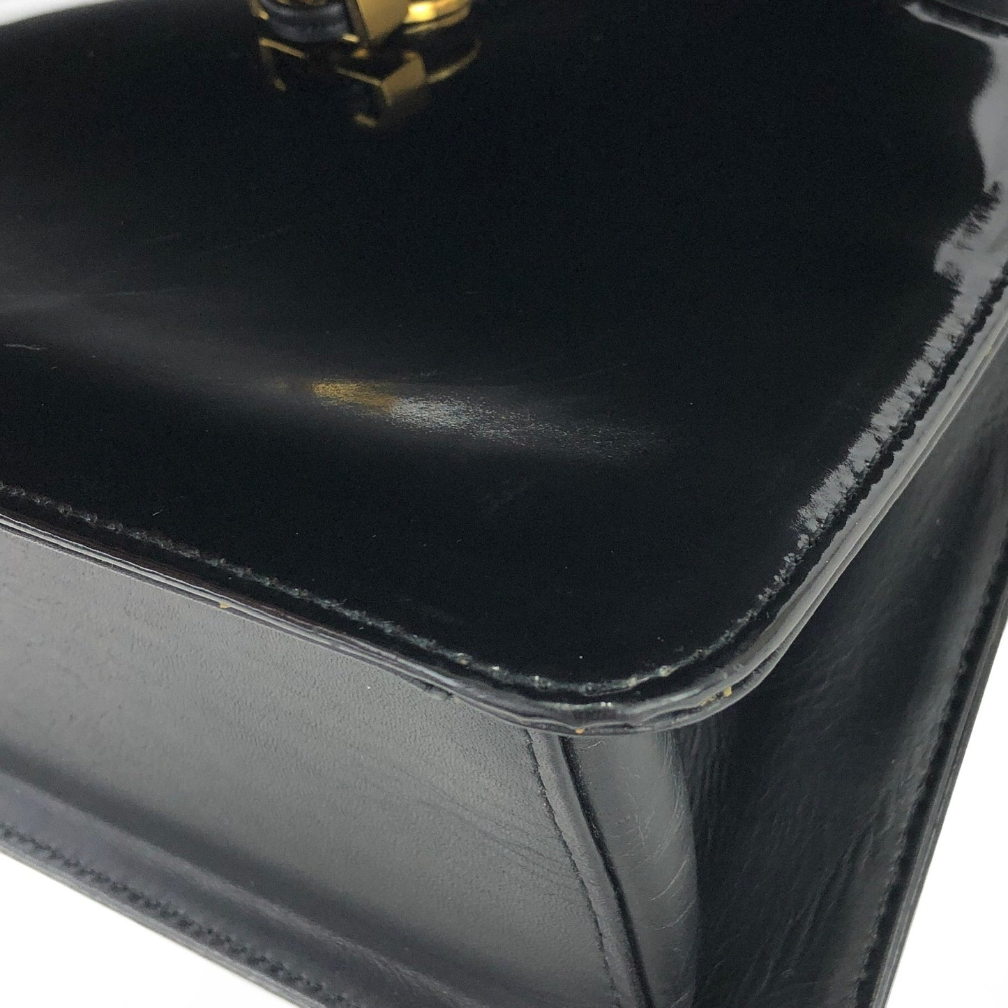 GIVENCHY Logo Patent leather Handbag Black Vintage Old 3458w4