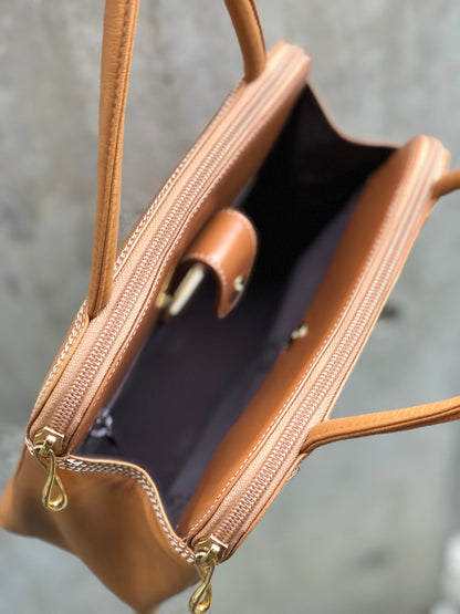 LOEWE Anagram Nappa leather Handbag Brown Vintage Old mjrzyi