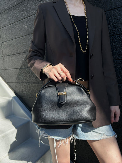 GUCCI Horse Bit Top Handle Handbag Black Vintage ied7b7