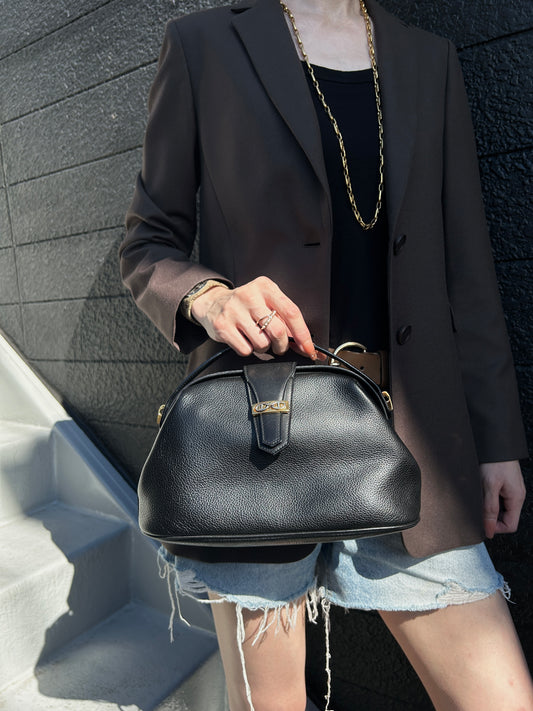 GUCCI Horse Bit Top Handle Handbag Black Vintage ied7b7