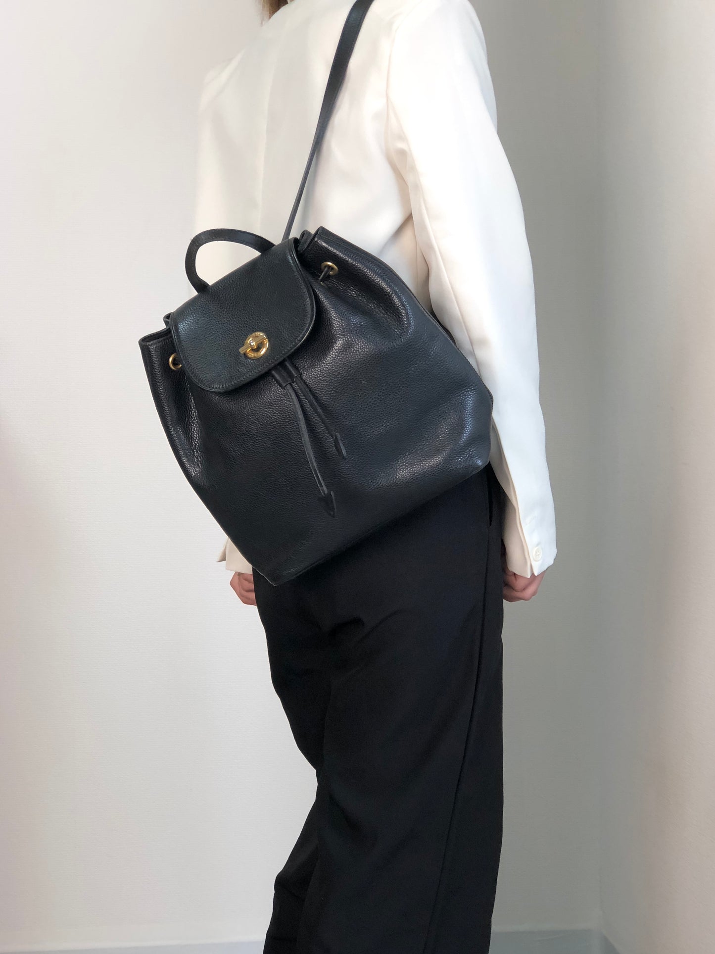 CELINE Toggle Clasp Backpack Black Vintage u7henu