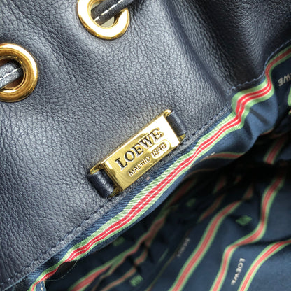 LOEWE Anagram Leather Edge Stitch Backpack Navy Vintage Old i2mxkh