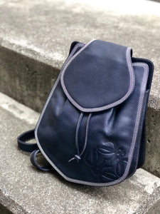 LOEWE Anagram Leather Edge Stitch Backpack Navy Vintage Old i2mxkh