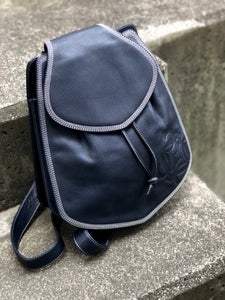 LOEWE Anagram Leather Edge Stitch Backpack Navy Vintage Old i2mxkh