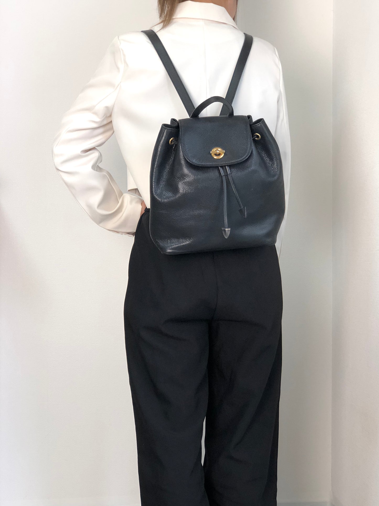 CELINE Toggle Clasp Backpack Black Vintage u7henu