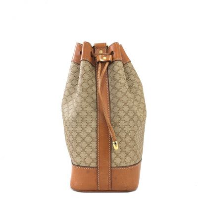 CELINE Macadam Blason Drawstring Shoulder bag Beige Vintage Old Celine zn4s43