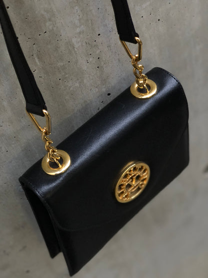 VALENTINO GARAVANI Logo Crossbody Shoulder bag Black Vintage Old 2vcv5w